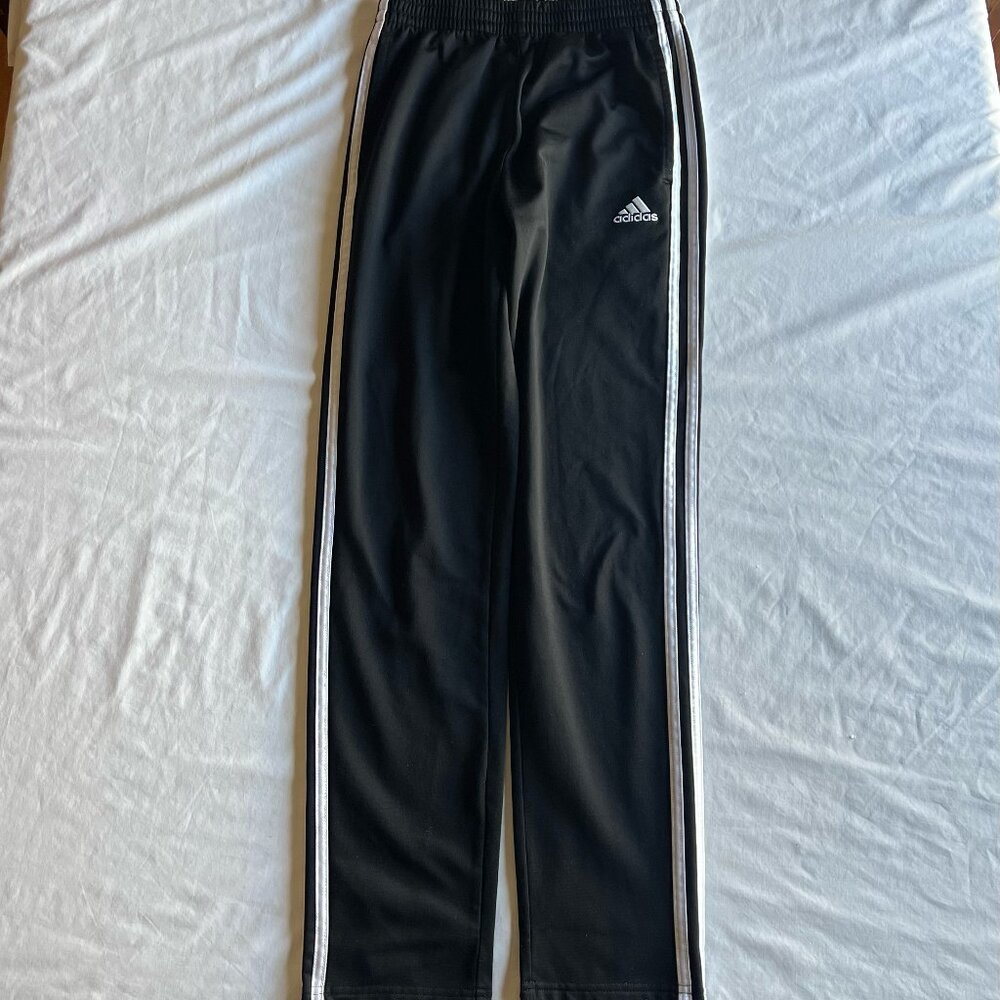 adidas Black 3-Stripes Tricot Training Pants - Boy's Large (14/16)